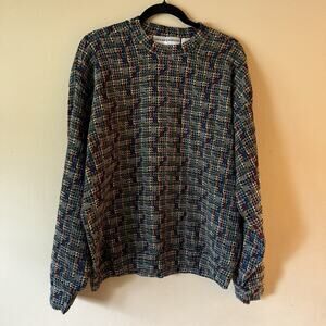 Vintage 90s Jhane Barnes Sweater Large 3D Wool Knit Japan Fabric Mathcore Coogi